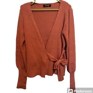 DO+BE Nordstrom Chic Peachy Pink Wrap Around Sweater Top